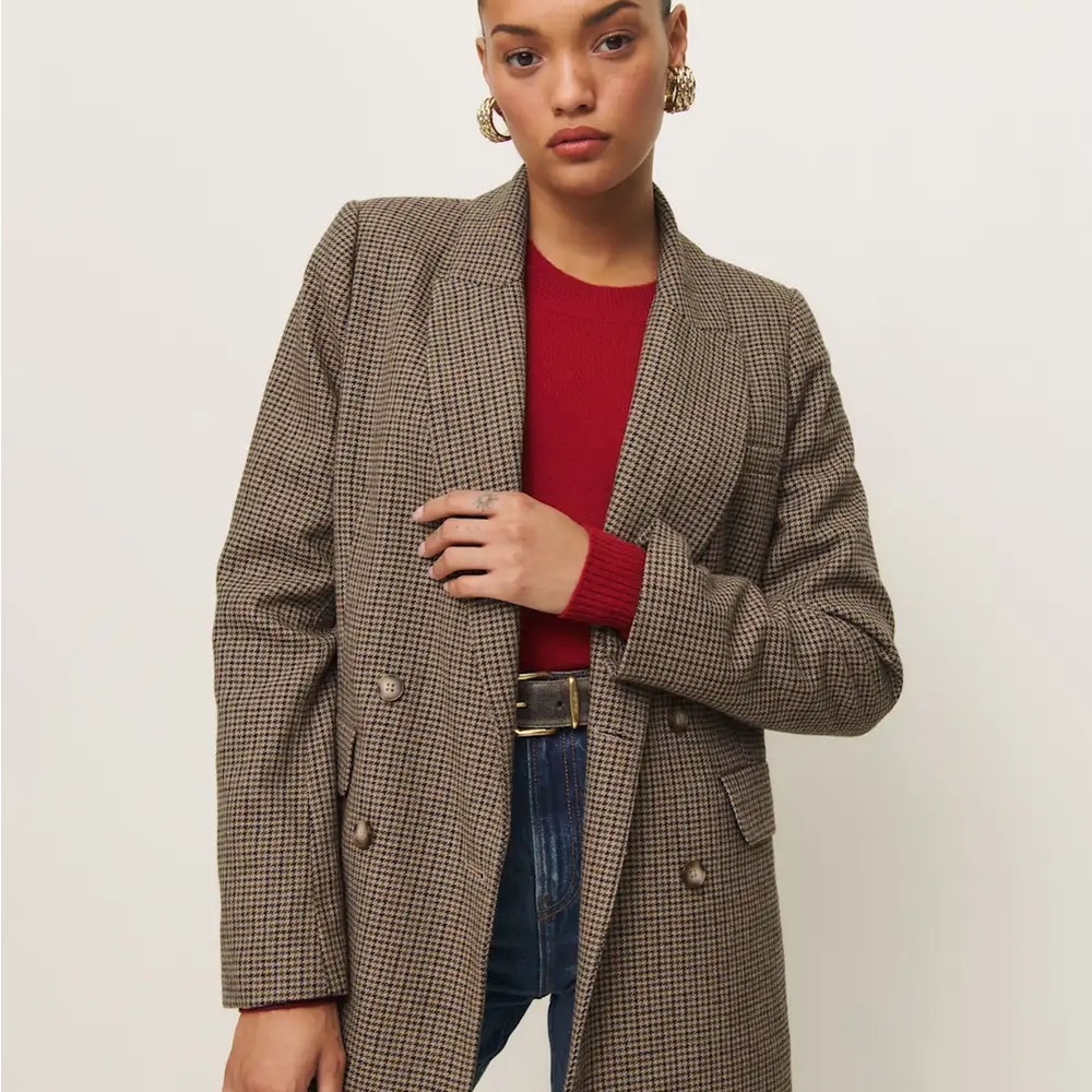 Women's Houndstooth Blazer Coat - Picture 1 of 4